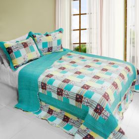 [Cool Spring] 3PC Cotton Vermicelli-Quilted Printed Quilt Set (Full/Queen Size)