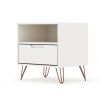 Manhattan Comfort Rockefeller 1.0 Mid-Century- Modern Nightstand with 1-Drawer in White