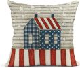 Set of 4 Linen Throw Pillow Covers Day 4Th of July Independence Decorative Pillow Cases