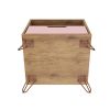 Manhattan Comfort Rockefeller 1.0 Mid-Century Modern 1-Drawer Nightstand in Nature & Rose Pink