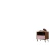 Manhattan Comfort Rockefeller 1.0 Mid-Century Modern 1-Drawer Nightstand in Nature & Rose Pink