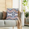 18 x 18 Handcrafted Square Jacquard Cotton Accent Throw Pillow, Geometric Tribal Pattern, White, Black, Beige