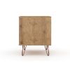 Manhattan Comfort Rockefeller 1.0 Mid-Century- Modern Nightstand with 1-Drawer in Nature and Textured Grey