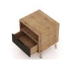 Manhattan Comfort Rockefeller 1.0 Mid-Century- Modern Nightstand with 1-Drawer in Nature and Textured Grey