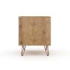 Manhattan Comfort Rockefeller 1.0 Mid-Century Modern 1-Drawer Nightstand in Nature & Rose Pink