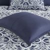 7 Piece Flocking Comforter Set with Euro Shams and Throw Pillows