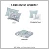 5 Piece Seersucker Duvet Cover Set with Throw Pillows