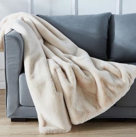 Cassilda Luxury Chinchilla Faux Fur Throw Blanket (50" x 60") (Color: as Pic)