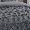 3 Piece Gray Burrterfly Flower Applique Collection Comforter Set