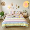 Washed Cotton Bedding 4 Piece Set 1.5m-2.2m Quilt Cover Sheet Pillowcase Plaid Stripes Student Dormitory Adult Child Boys Girls